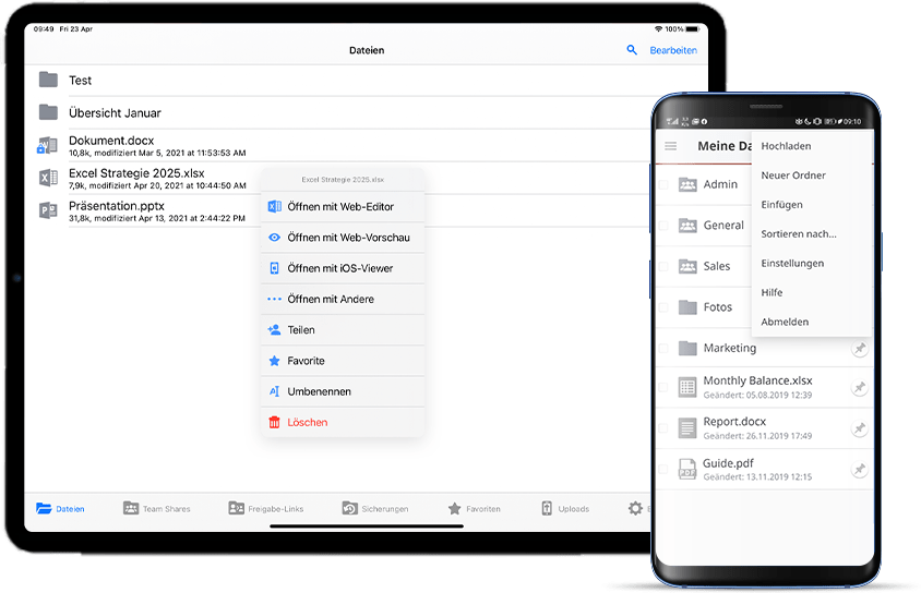 Screenshot leitzcloud auf dem Iphone & Tablet