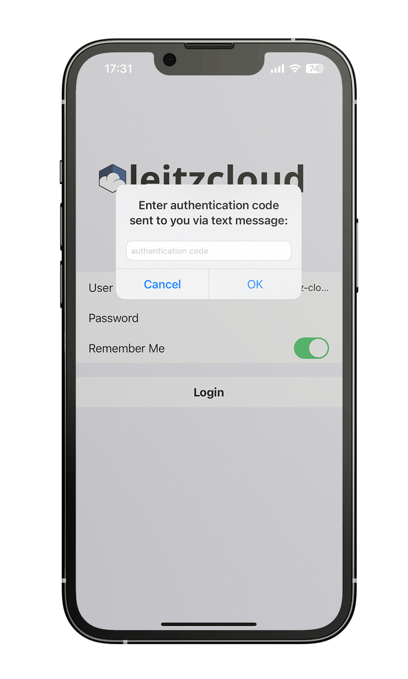 smartpohne with two-factor-authentication leitzcloud app