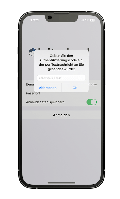 smartpohne mit zwei faktor authentifizierung der leitzcloud app