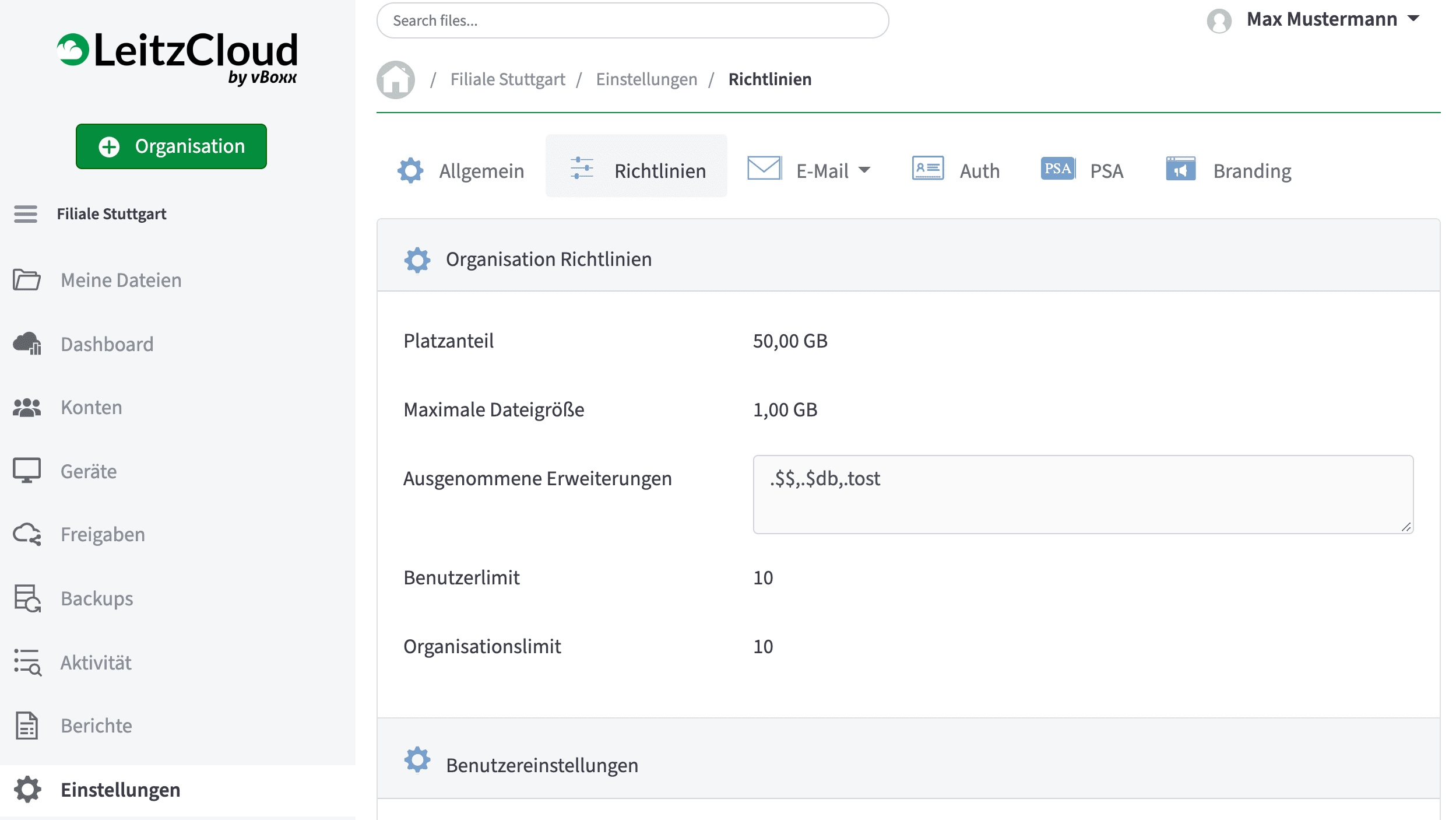 LeitZCloud bietet Ihnen vielfältige Einstellungen, so können Sie die Cloud nach Ihren Bedürfnissen anpassen.