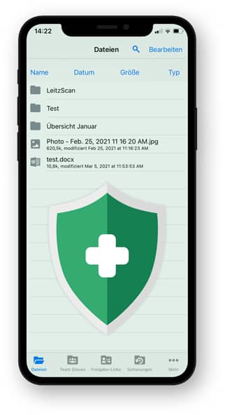 smartphone mit sicherer leitzcloud app