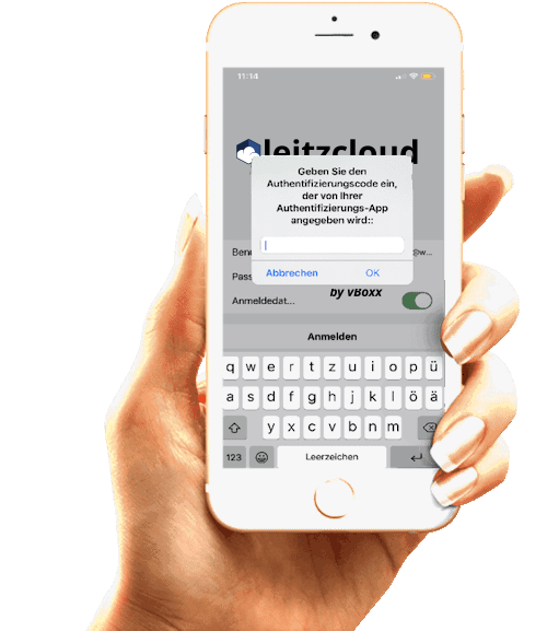 smartphone on two factor authentication on leitzcloud app